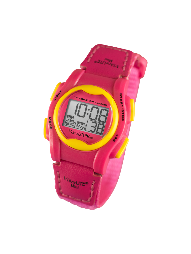 Pink Vibrating reminder watch for deaf and hearing impaired